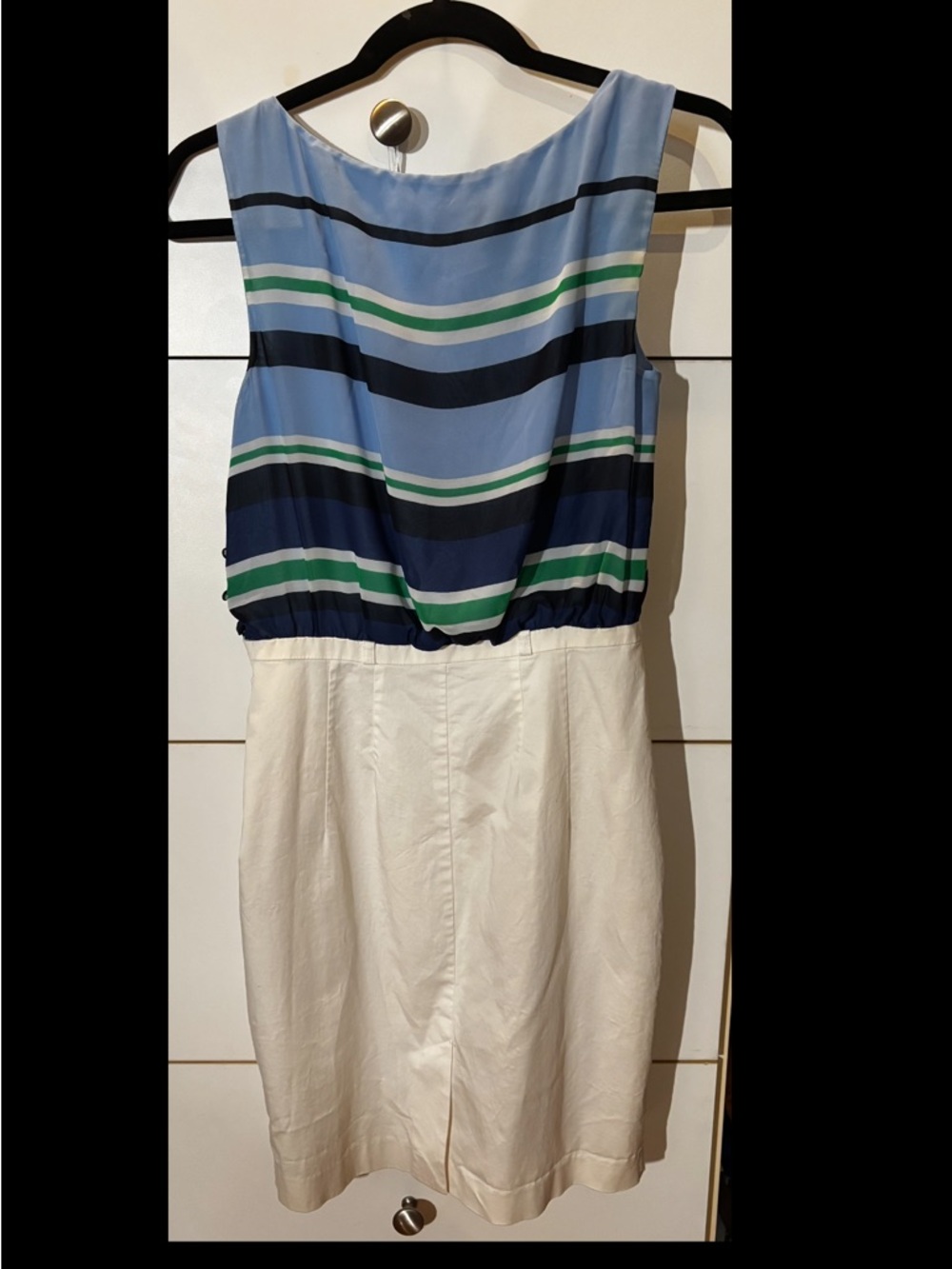 Striped Blue and White Sleeveless Midi Dress